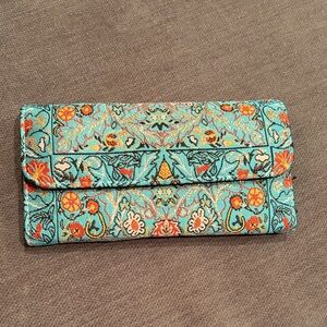 New Floral Gold and Turquoise clutch wallet